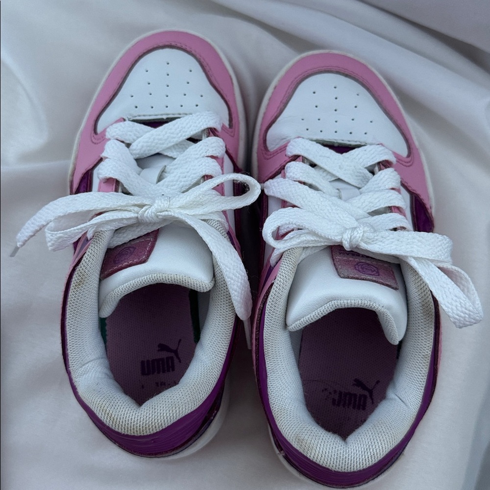 Puma Little Girl Slipstream Runaway Lace Up Sneaker Size 1 Pink, Purple & White - Picture 12 of 15